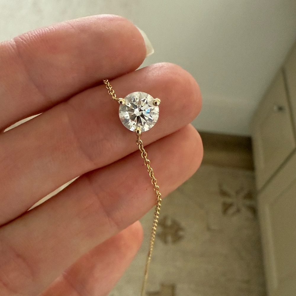 Certified lab grown 1.5ct diamond gold necklace